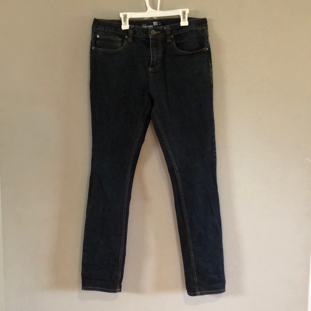 Dark blue jeans.